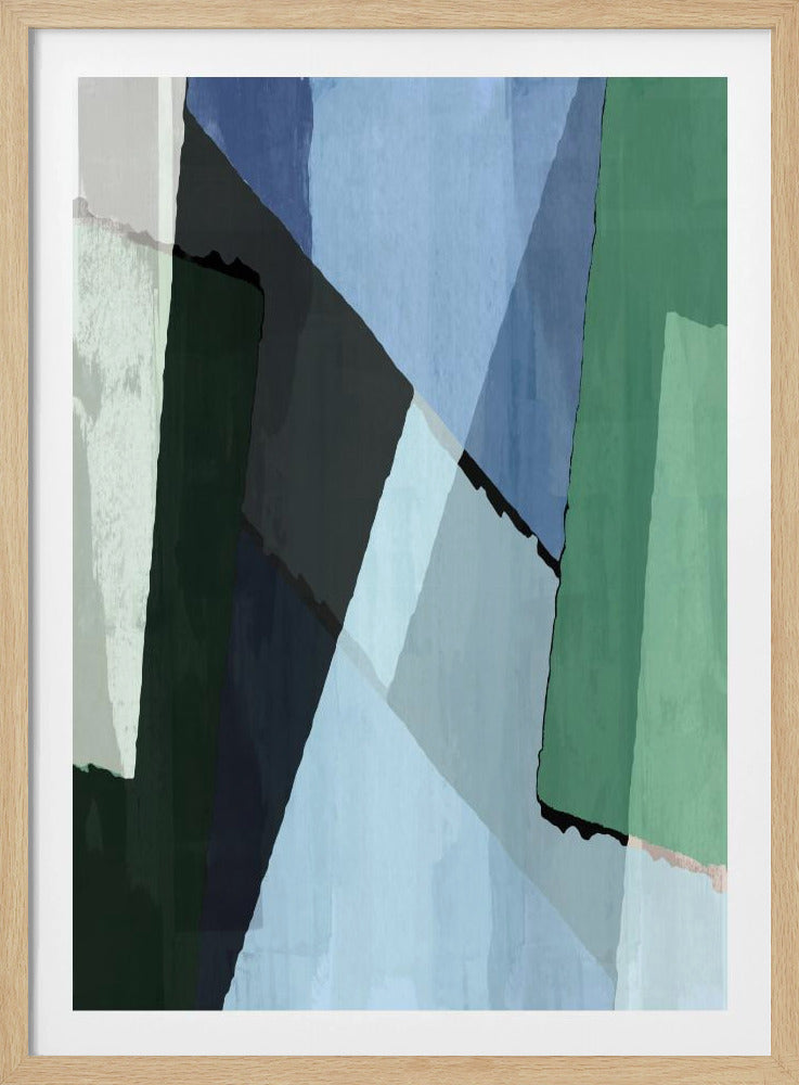 Abstract Blocks in Blue, Green and Black | Poster