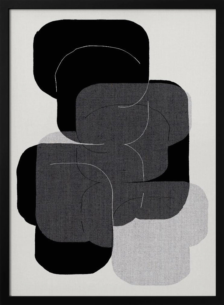 Abstract Forms in Black, Grey and White | Poster