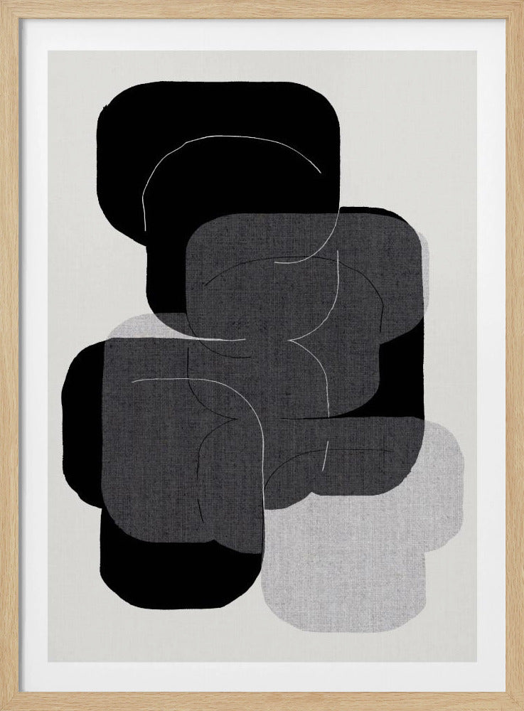 Abstract Forms in Black, Grey and White | Poster