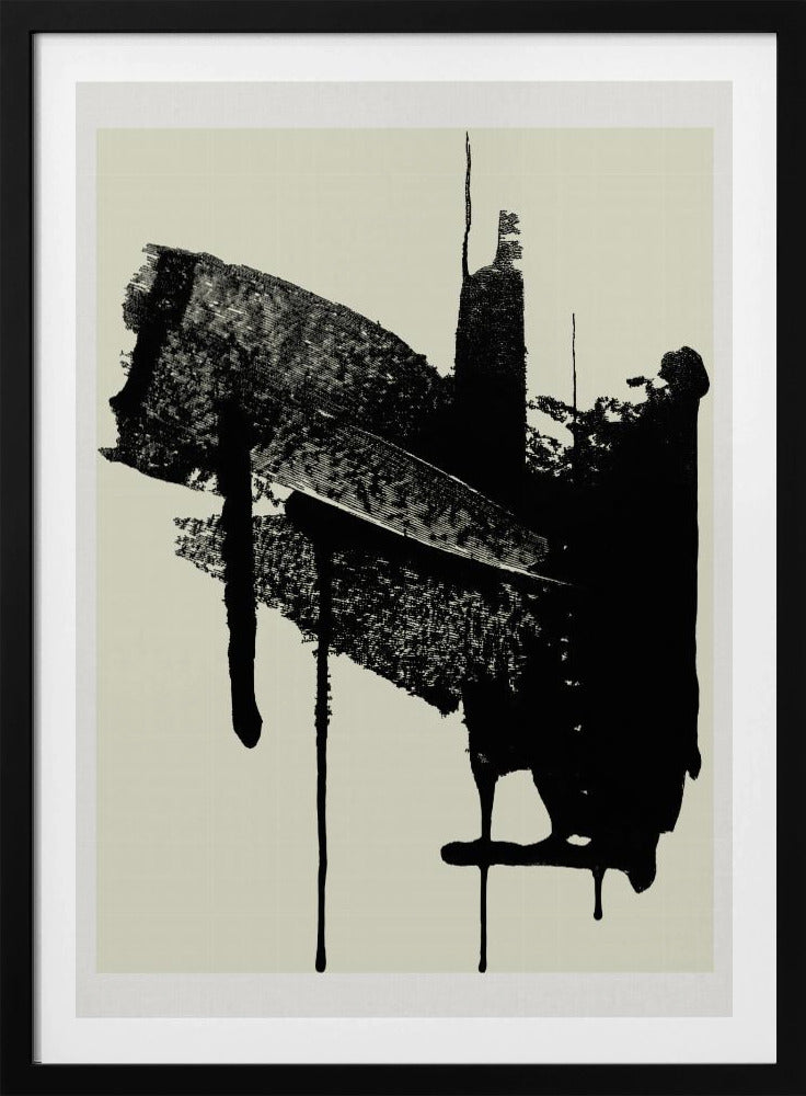 Abstract Brushstrokes in Black and Cream | Poster