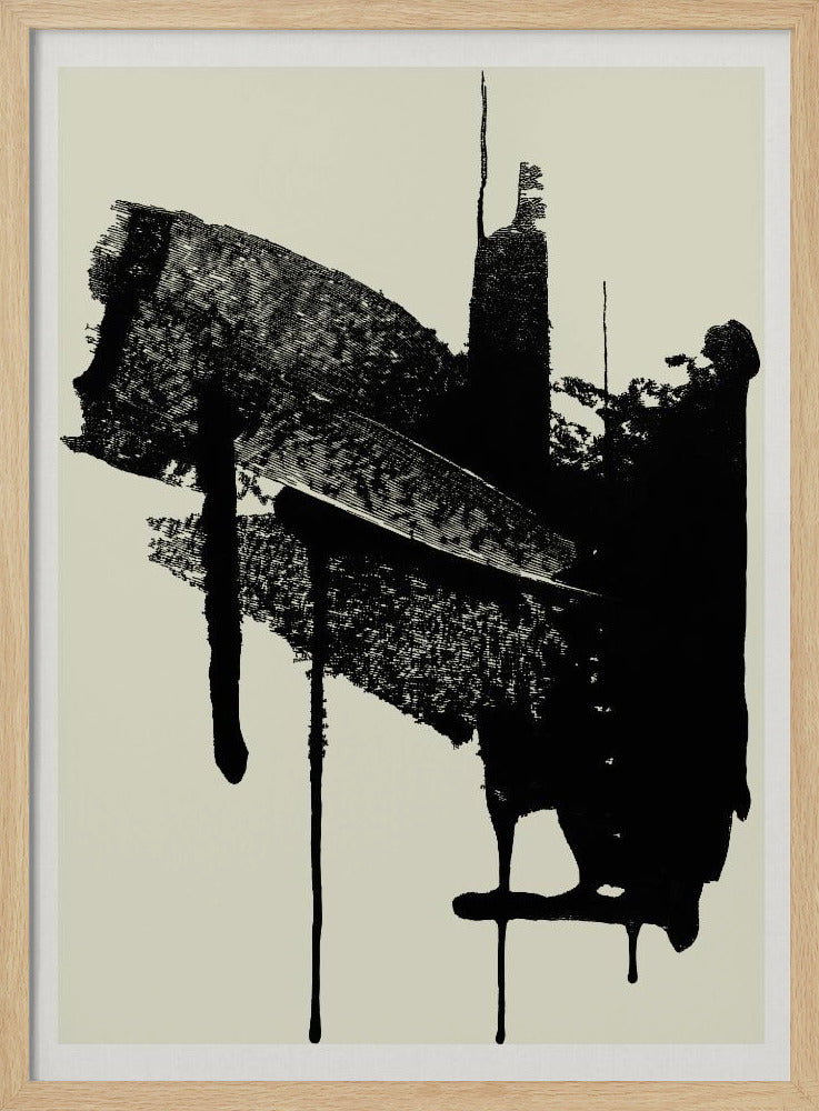 Abstract Brushstrokes in Black and Cream | Poster