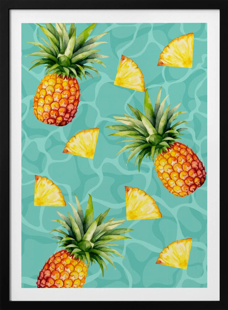 Exotic Pineapple &amp; Slices Aesthetic Pattern - Tropical Summer watercolor | Poster