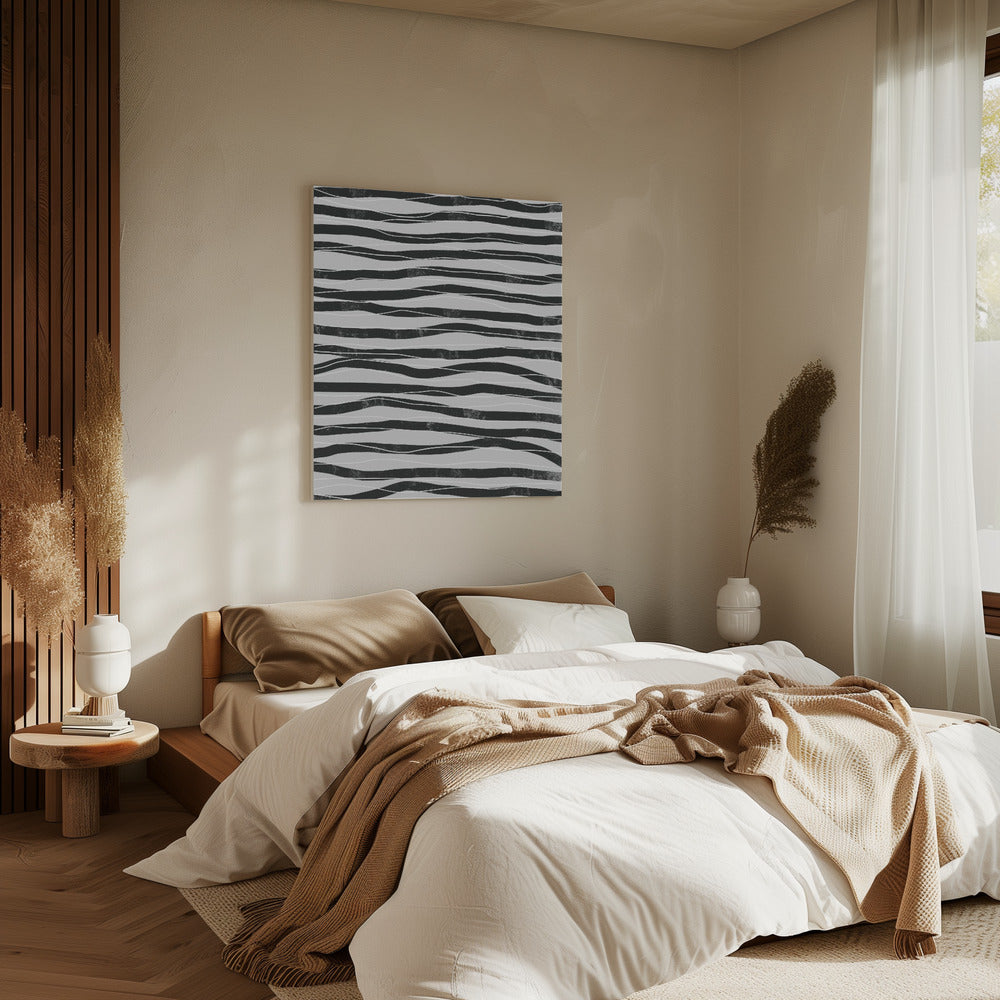 Black and White Waves Lines | Canvas