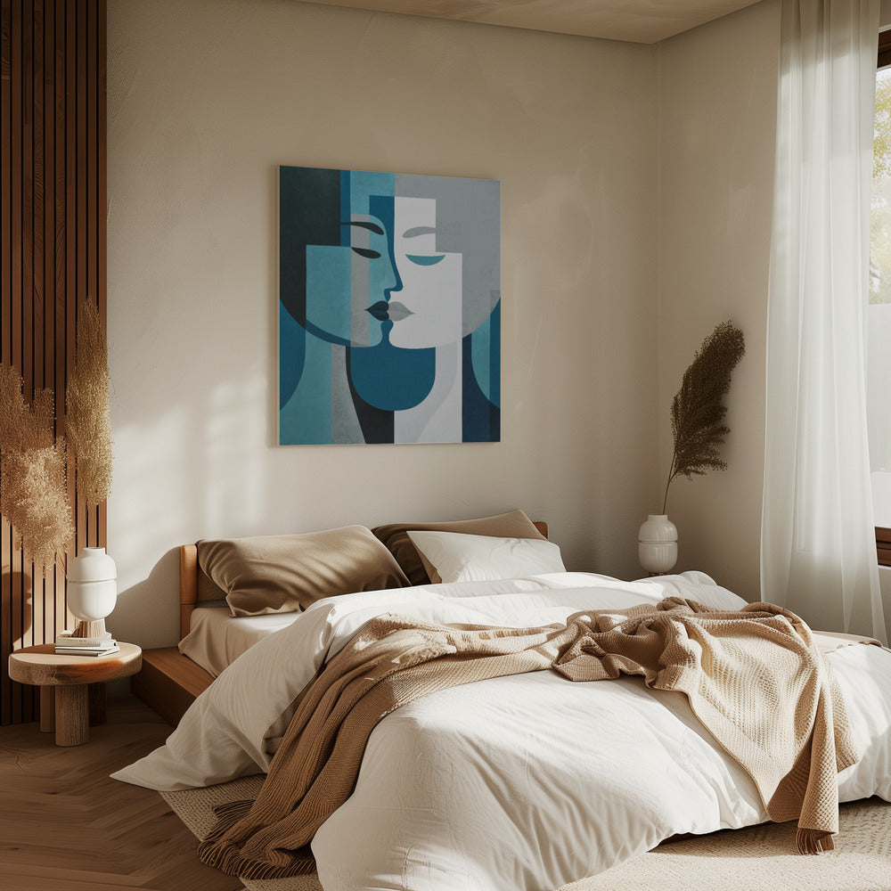 Kiss Me Teal Grey | Canvas