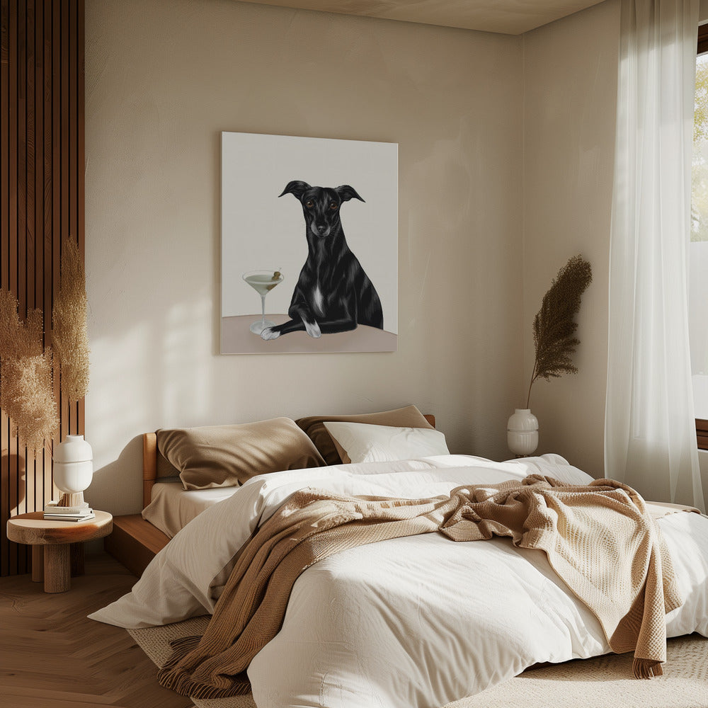 Classy Greyhound with Martini | Canvas