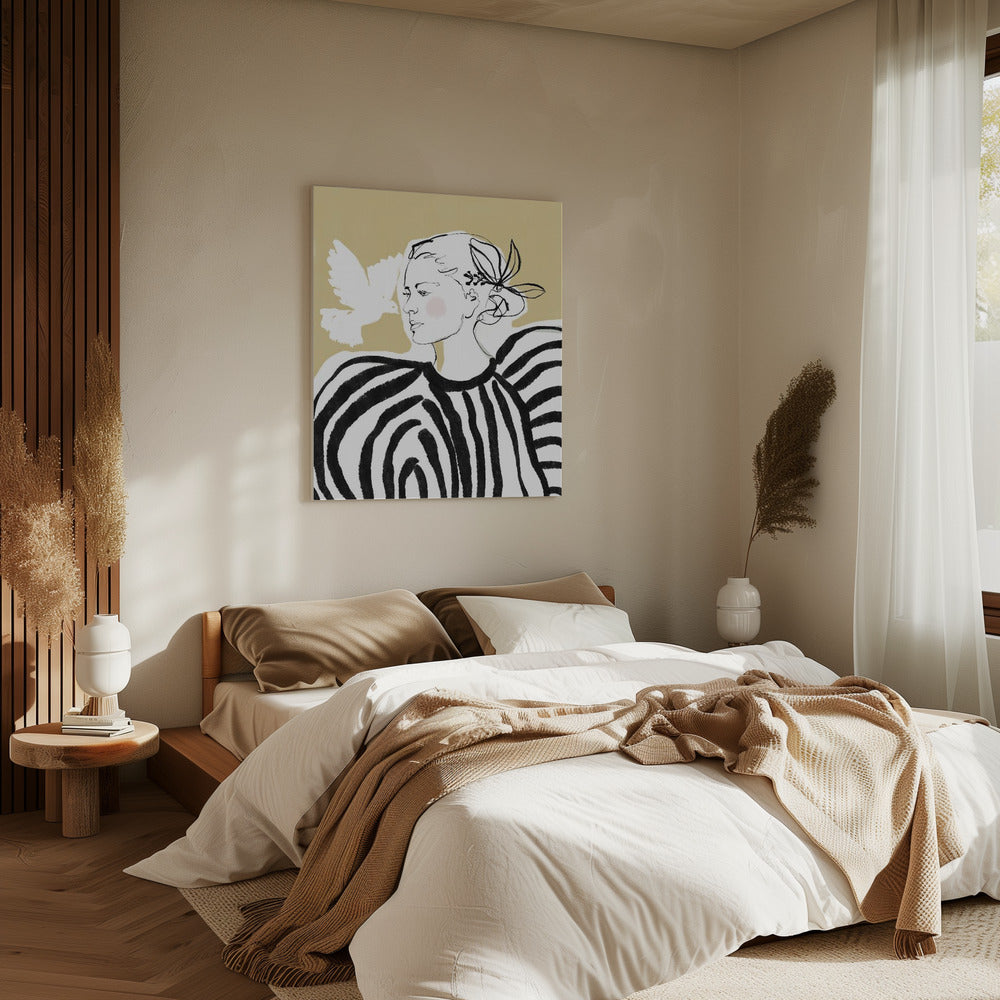 Woman Profile with a Zebra Stripe Pattern | Canvas