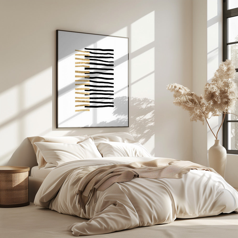 Gold on Black Lines | Poster
