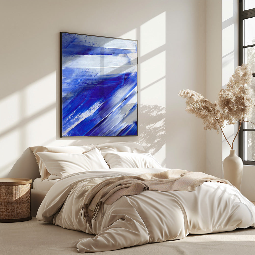 White and Blue Brushstrokes | Poster