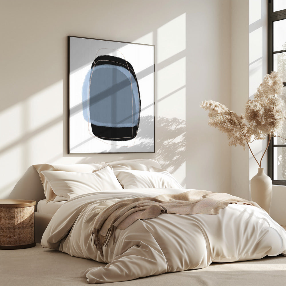 Geometric Shapes In Muted Blue And Black Tones | Poster