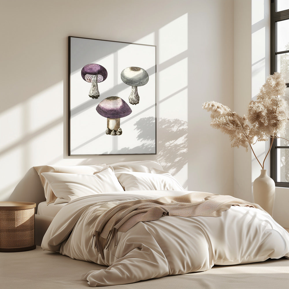 Hand Darwn Violet Webcap Mushroom | Poster