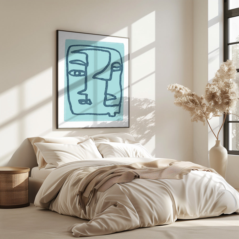 Blue Abstract Faces | Poster