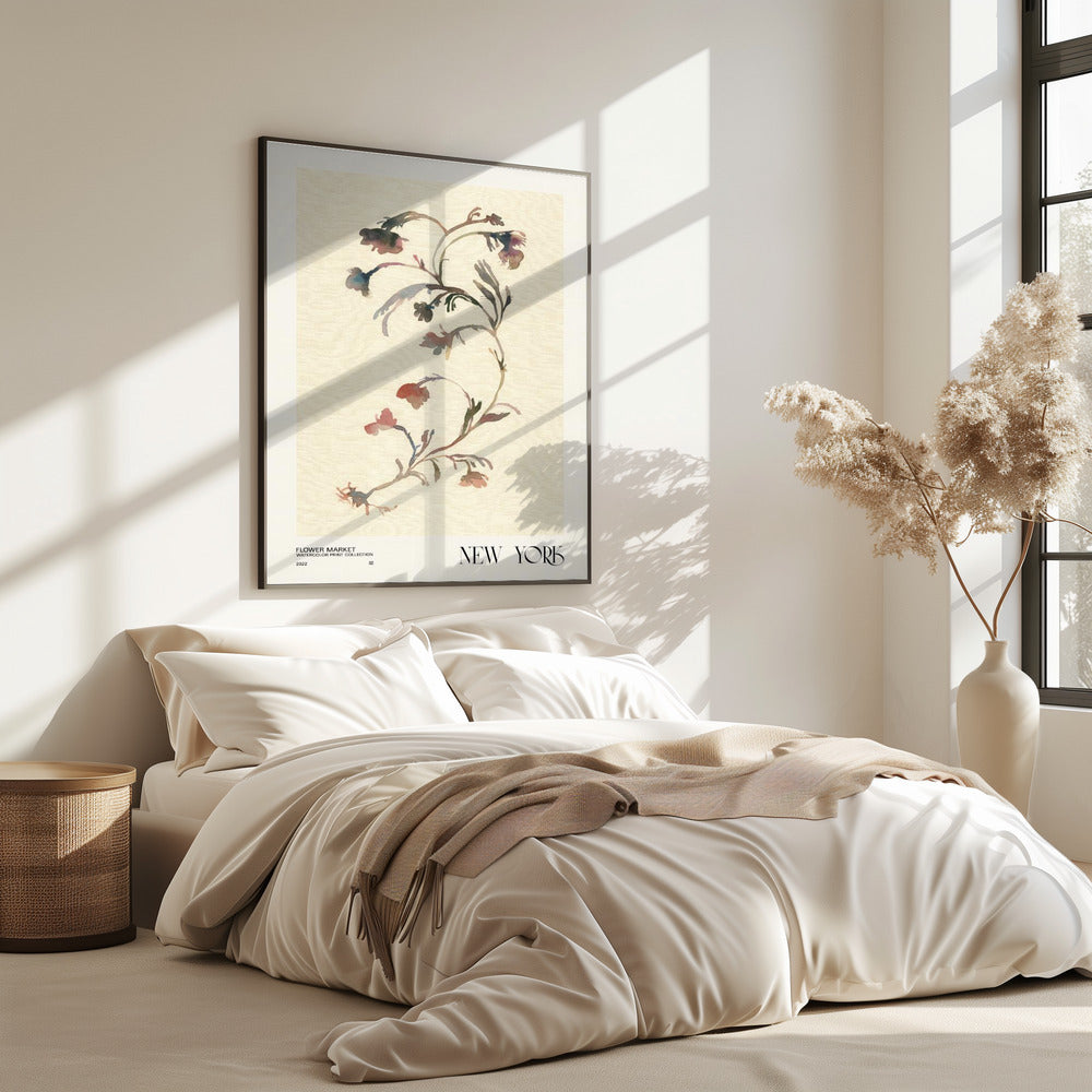 Watercolor print collection. Flower market - New York | Poster