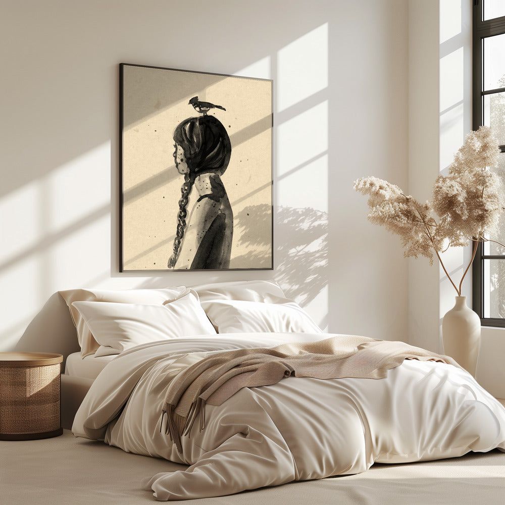 Girl with Bird | Poster