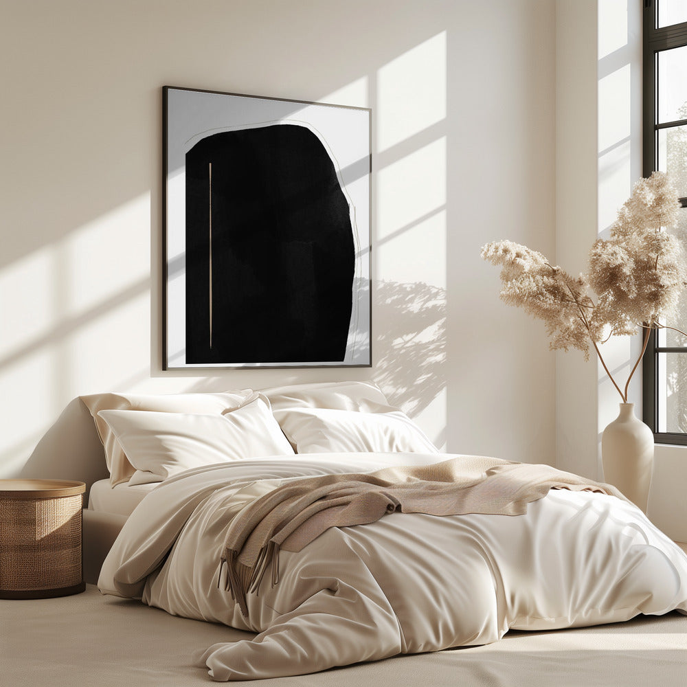 Irregular Black Shape With A Thin Vertical Line | Poster