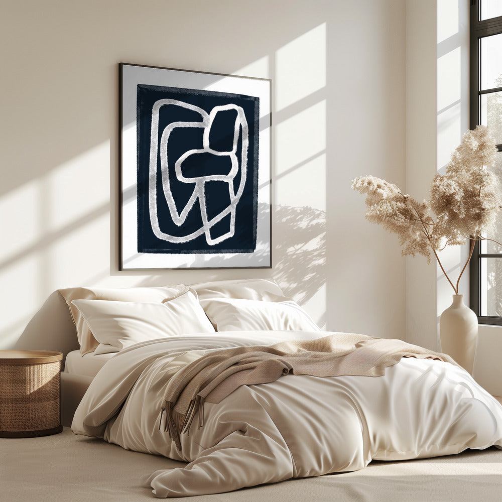 Navy Abstract Lines | Poster