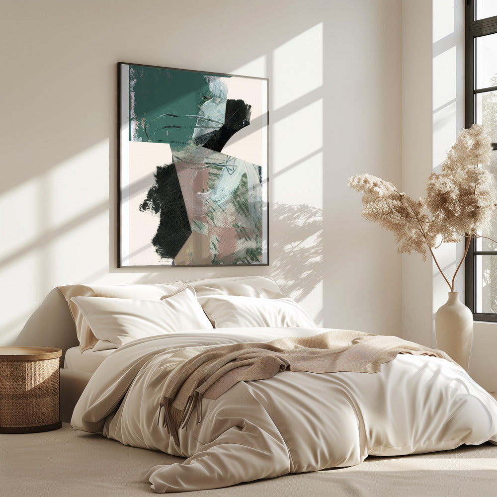 Green Peach Neutral Black Abstract 1 | Poster