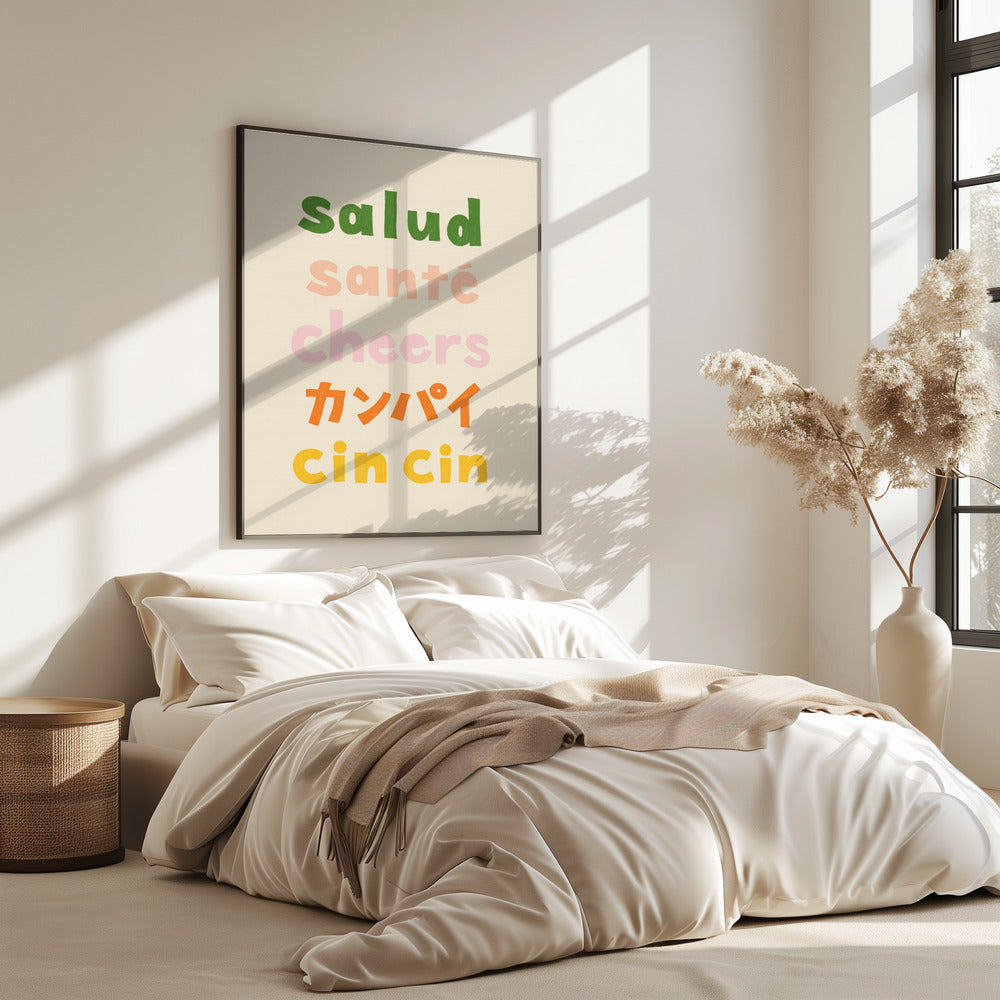 Cheers Typography - Salud Santé Cheers Kanpai Cin cin | Poster
