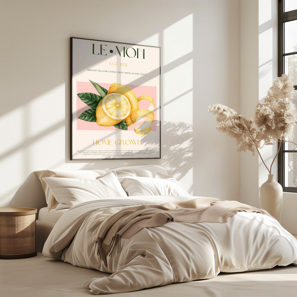 Vintage Style Sliced Lemon With Leaves | Poster