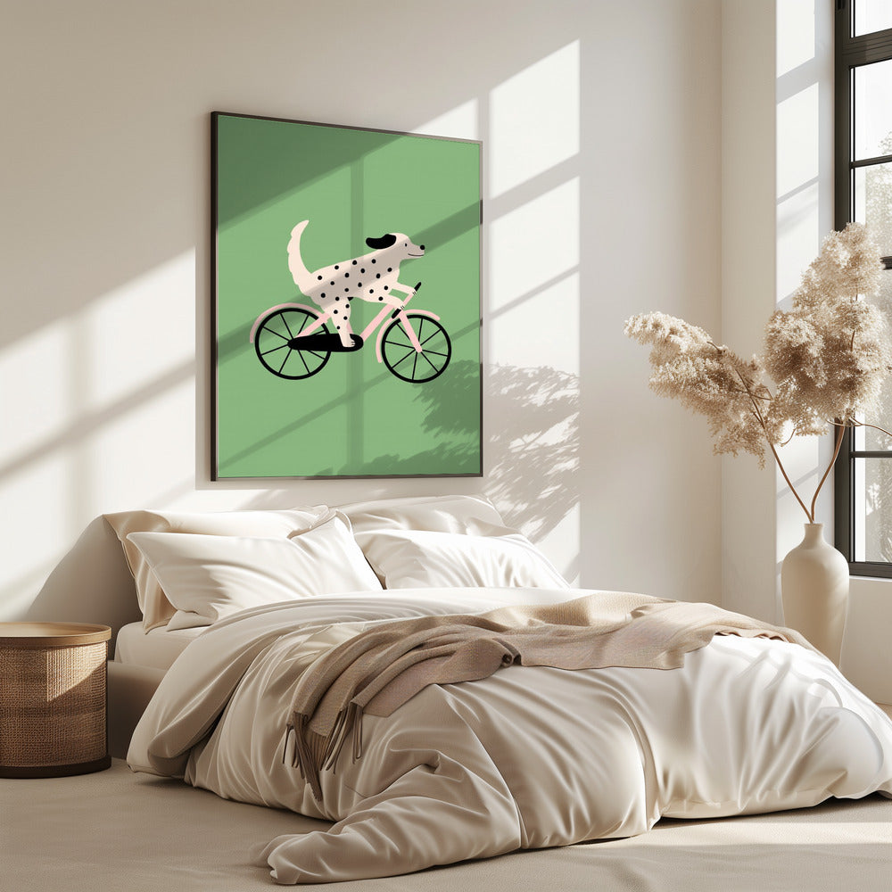 Spotted Dog Riding a Bicycle | Poster