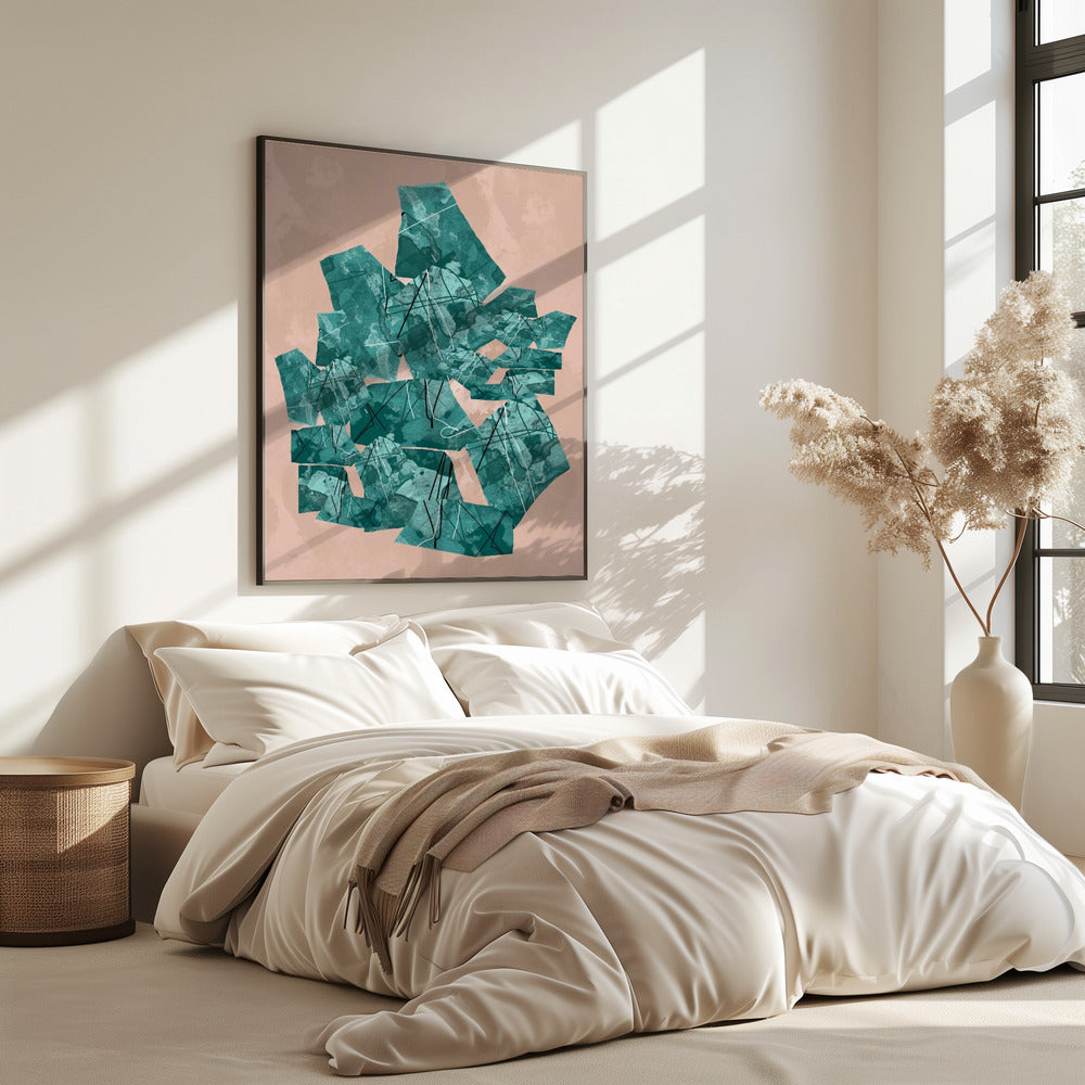 Green Geometric Shapes With Textured Patterns | Poster
