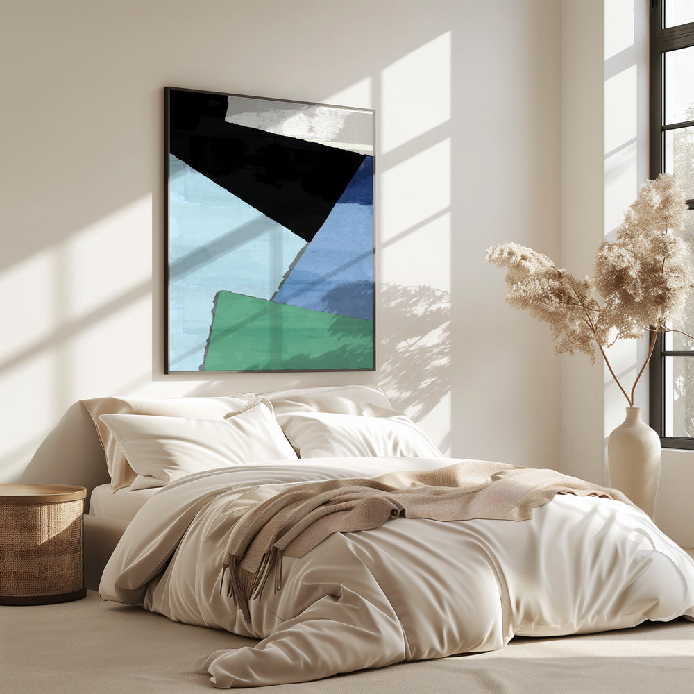 Abstract Blocks in Blue, Green and Black | Poster