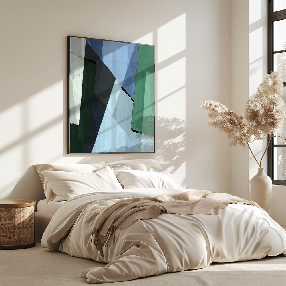 Abstract Blocks in Blue, Green and Black | Poster