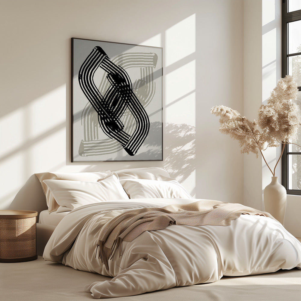 Abstract Curves in Black and Grey | Poster