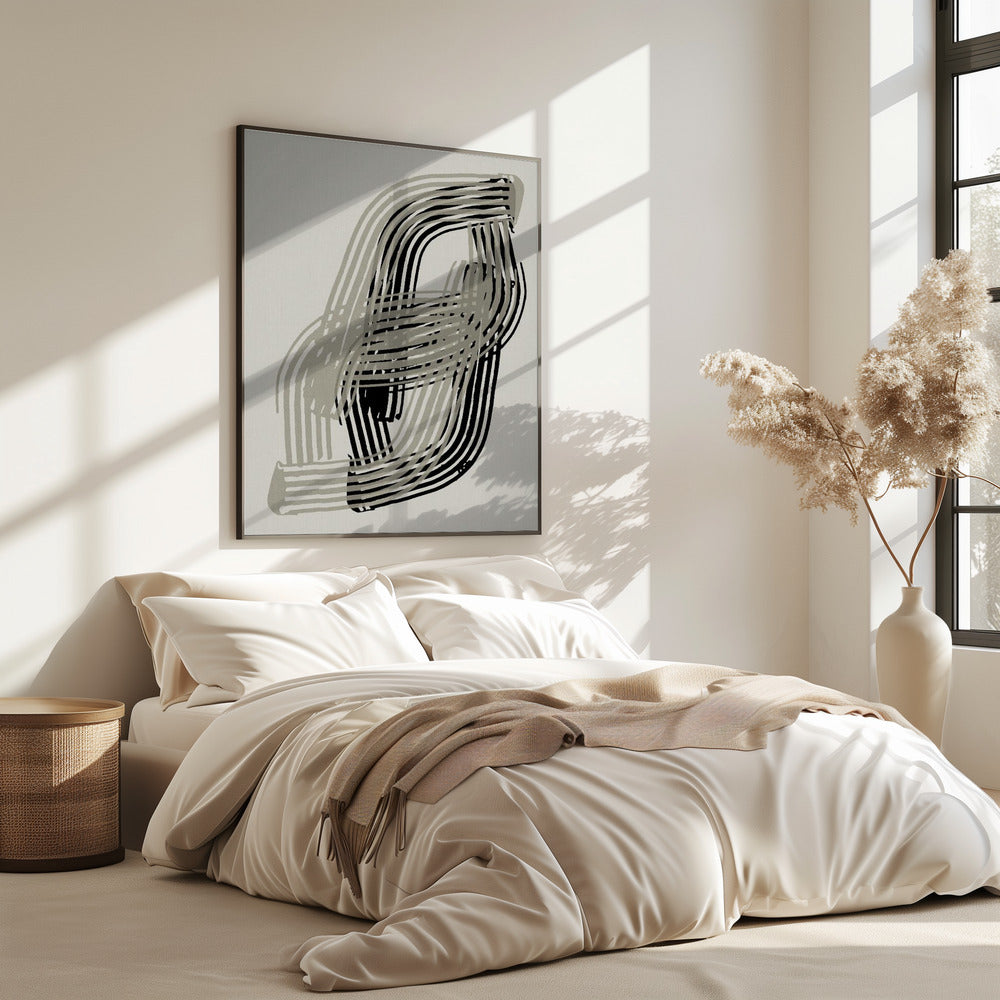 Abstract Curves in Grey and Black | Poster
