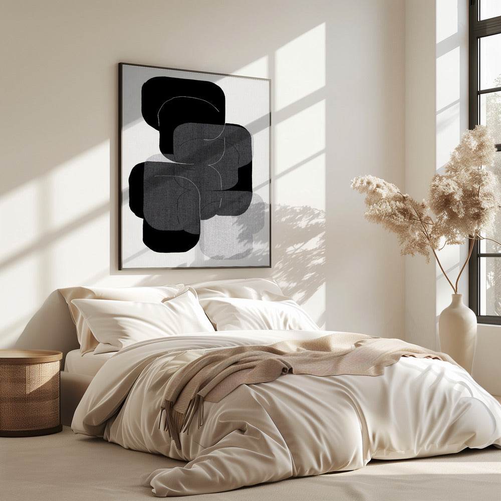 Abstract Forms in Black, Grey and White | Poster
