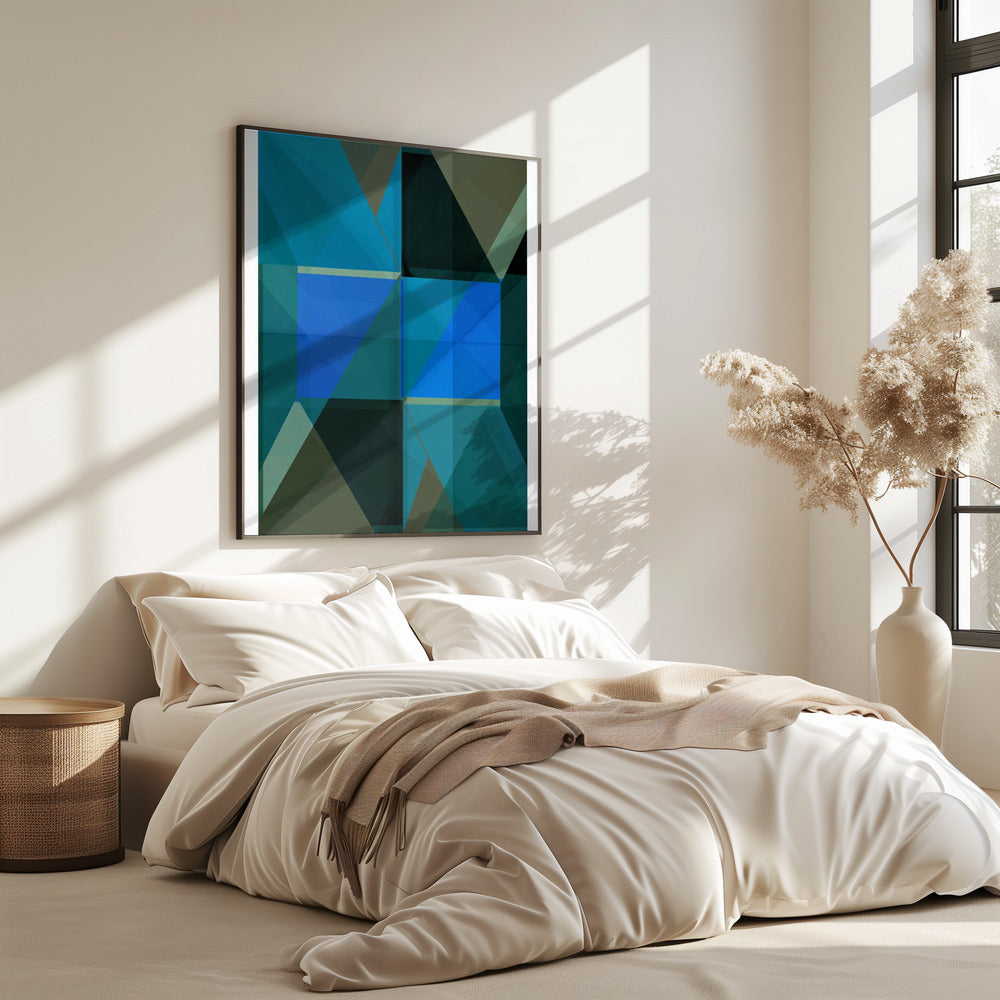 Overlapping Blue And Green Translucent Shapes | Poster