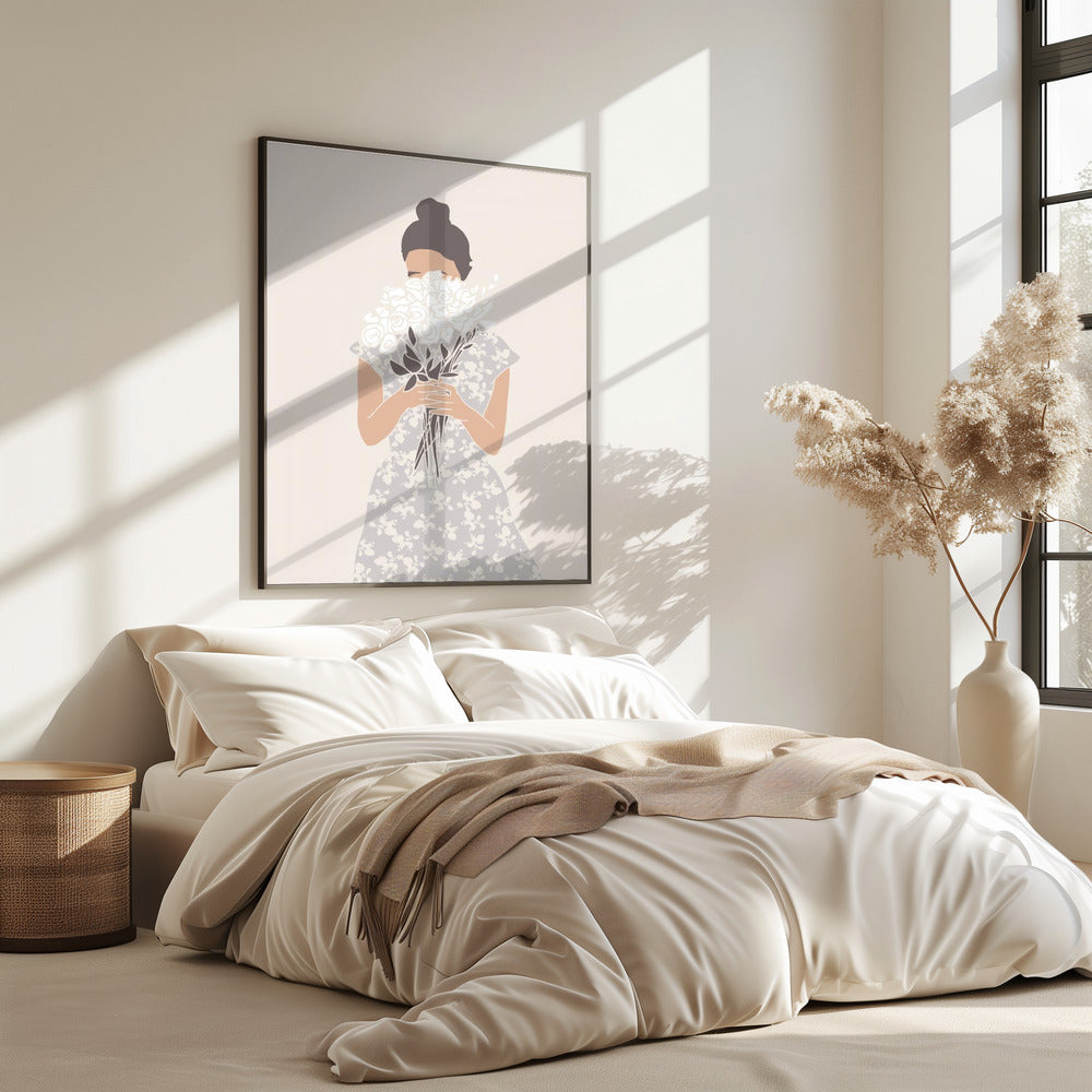 Girl With Flower Bouquet | Poster