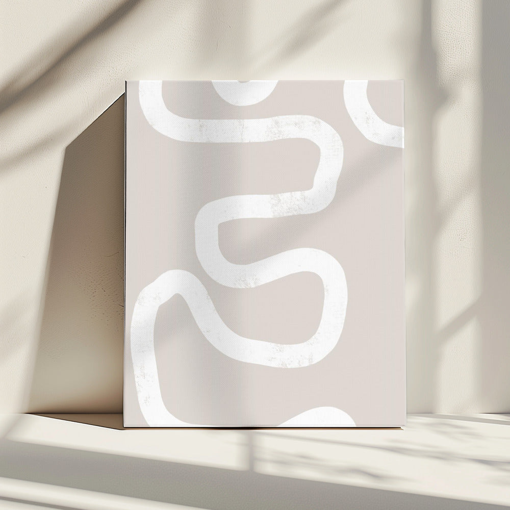 Fluid White Lines On A Beige Background | Canvas