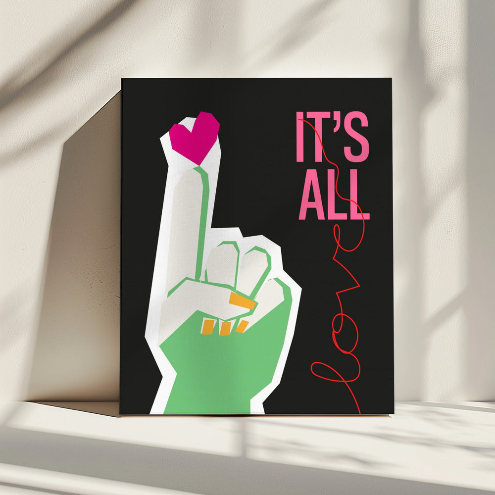 It's All Love Hand Grey | Canvas