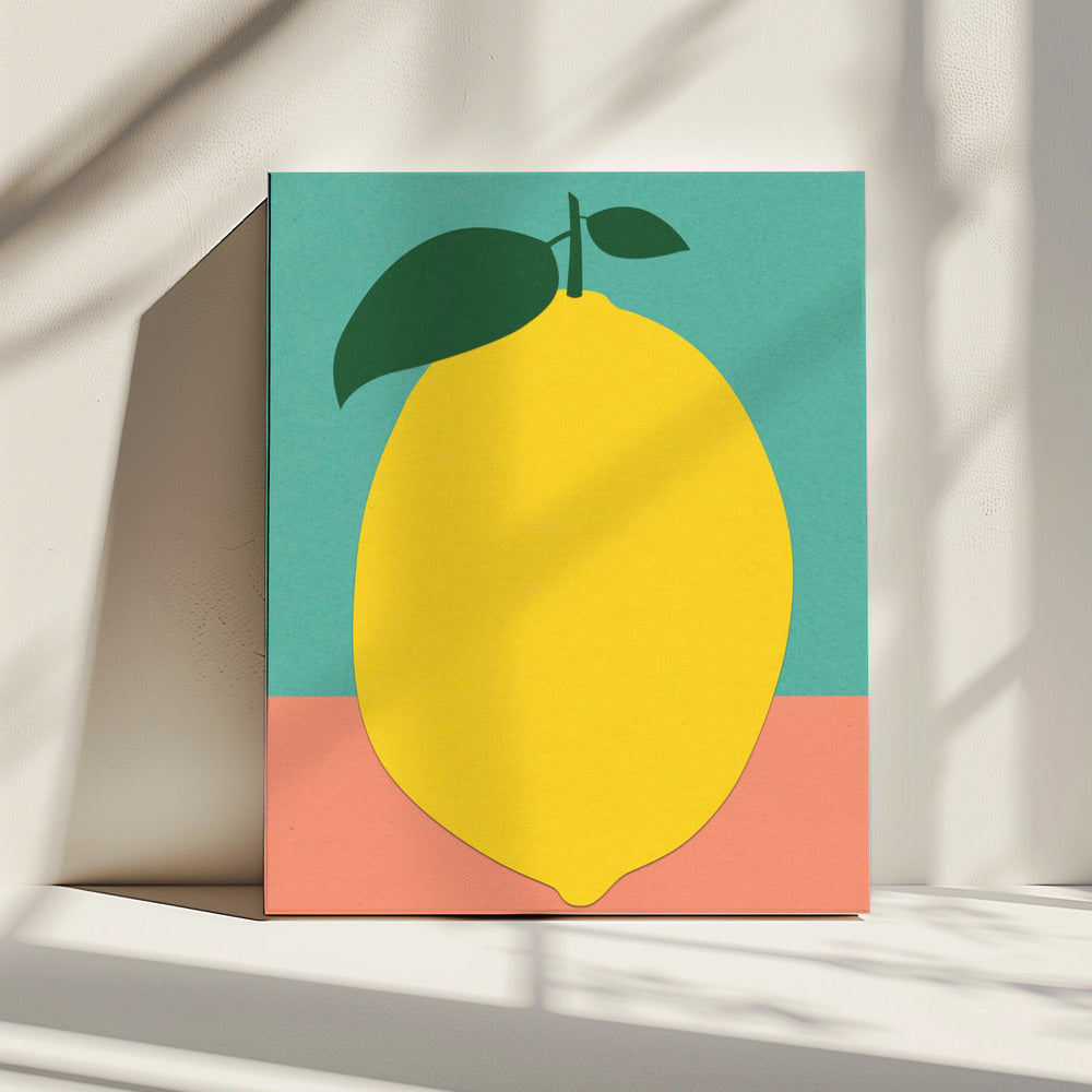Lemon With Two Leaves | Canvas
