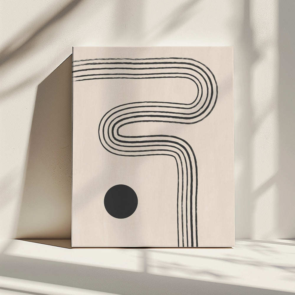 Black Curved Lines and a Circle | Canvas