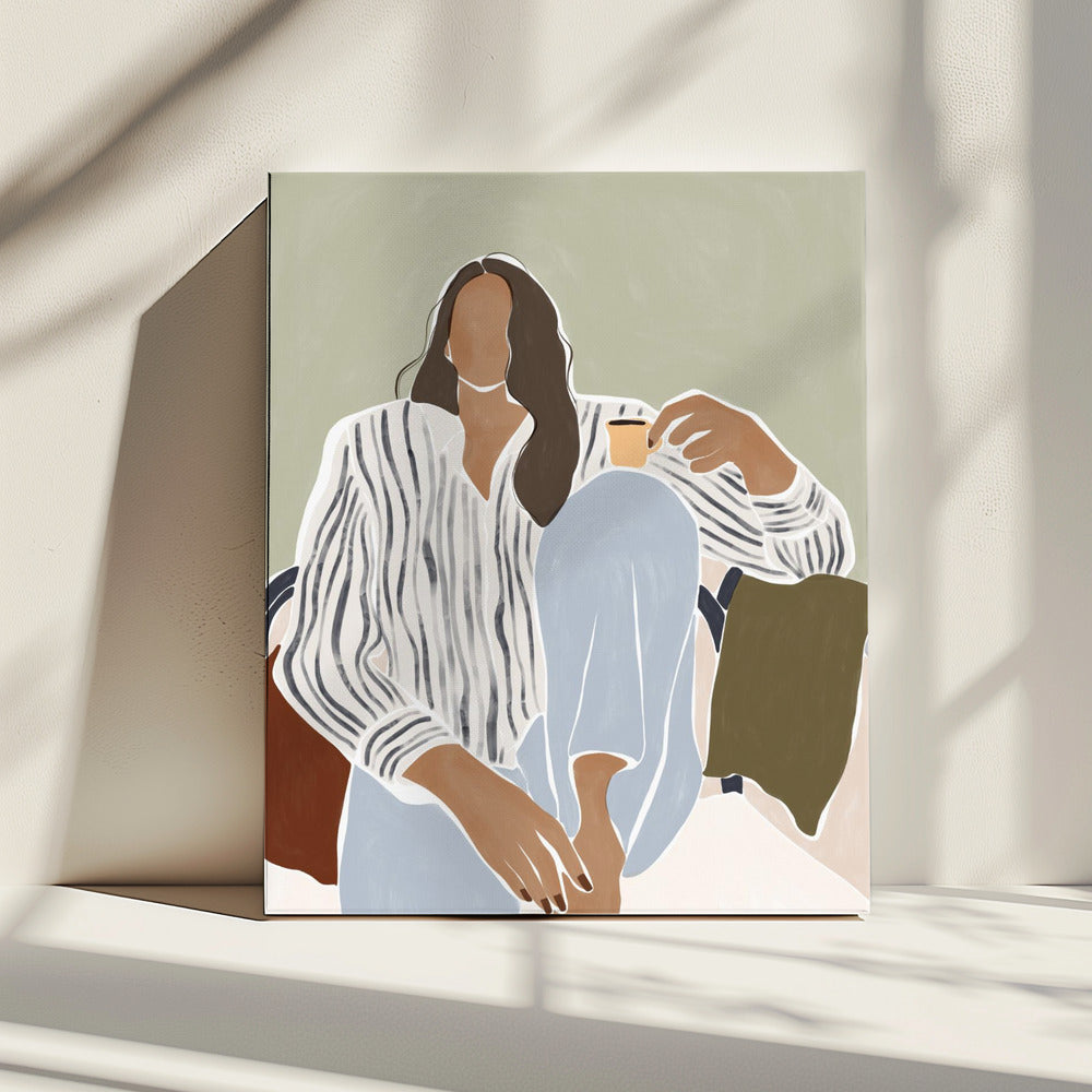Woman Enjoying a Cup of Espresso | Canvas
