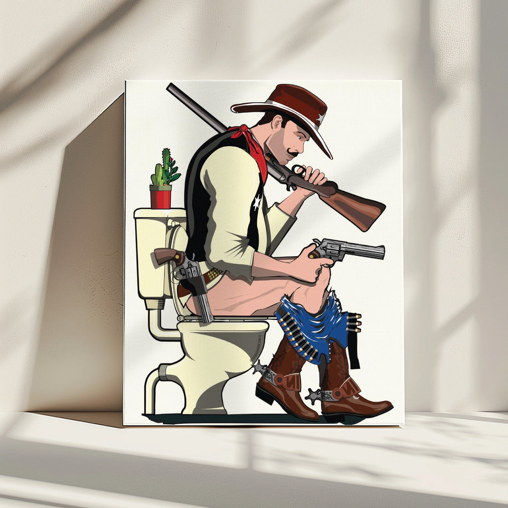 Cowboy On the Toilet | Canvas