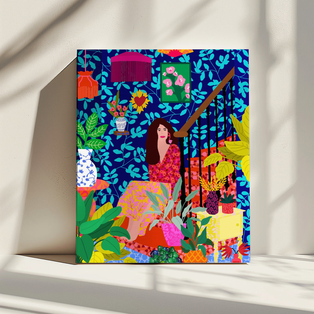 Woman on Staircase | Canvas