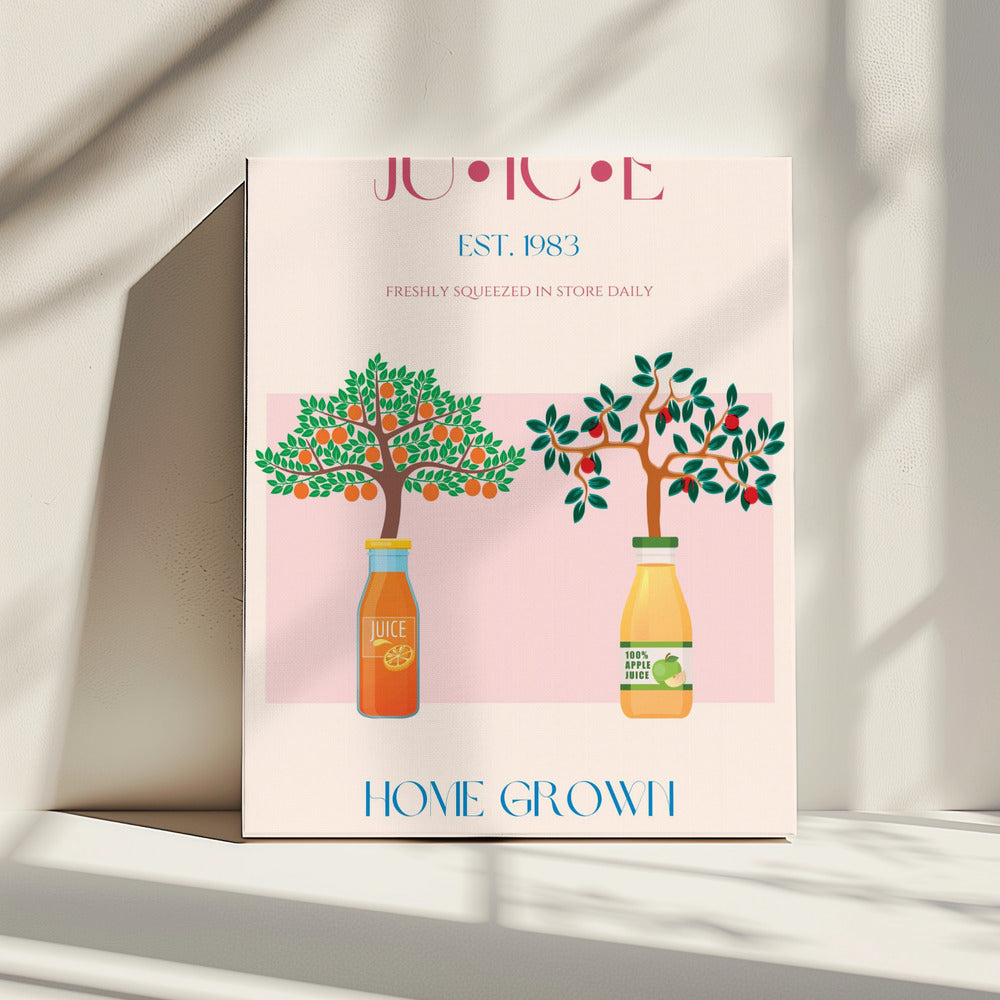 Orange and Apple Trees with Juice Bottles | Canvas