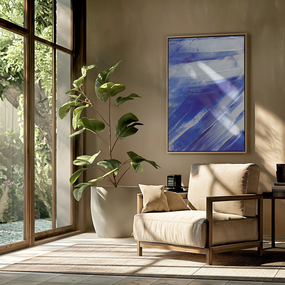 White and Blue Brushstrokes | Poster