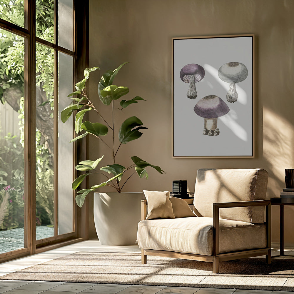 Hand Darwn Violet Webcap Mushroom | Poster