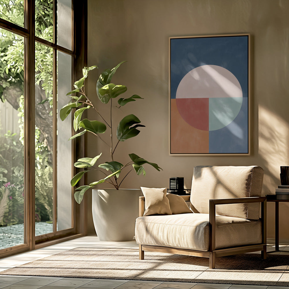 Geometric Abstraction With A Large Pastel Circle | Poster