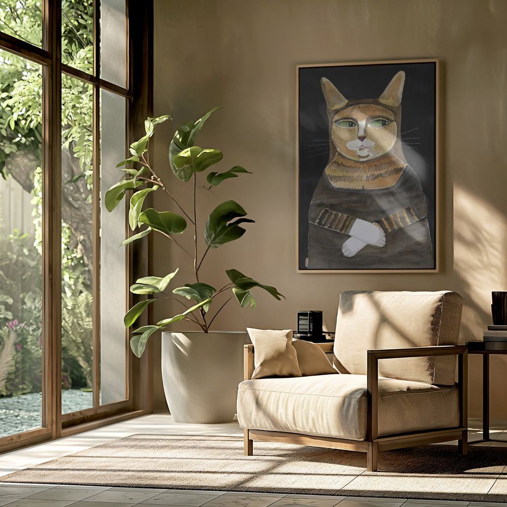 Mona Lisa Cat Funny Cat Humour Ginger Orange Cat | Poster