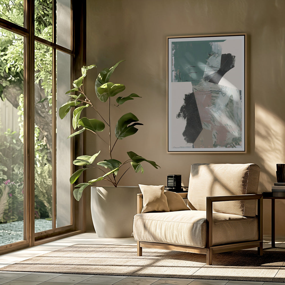 Green Peach Neutral Black Abstract 1 | Poster