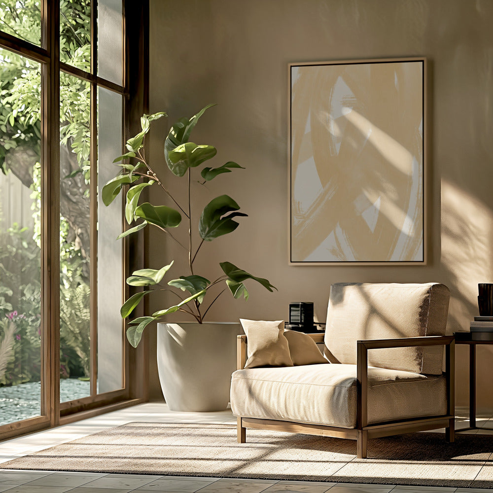 Dynamic Beige Brushstrokes | Poster