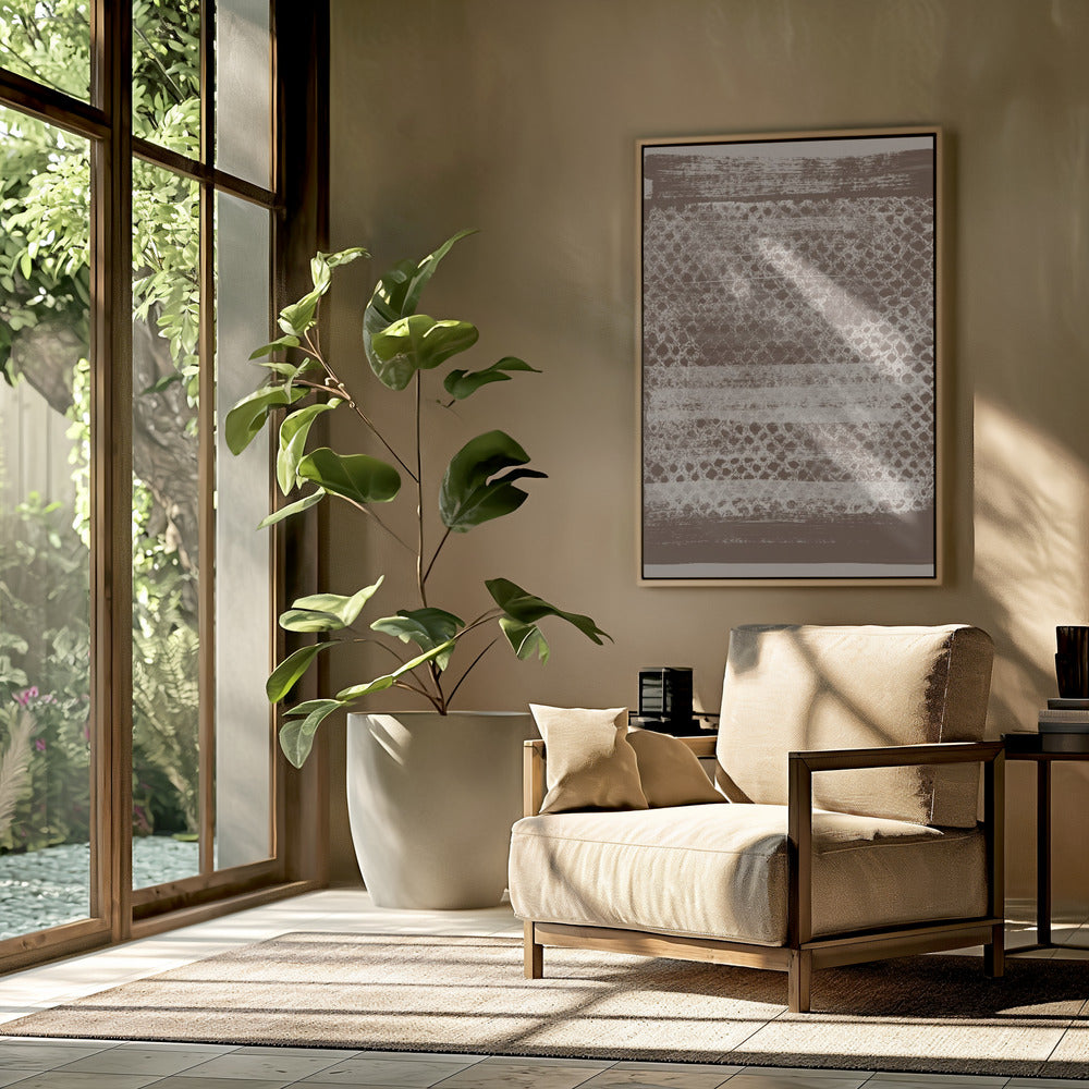 Neutral Pattern. White monotype texture on brown. | Poster