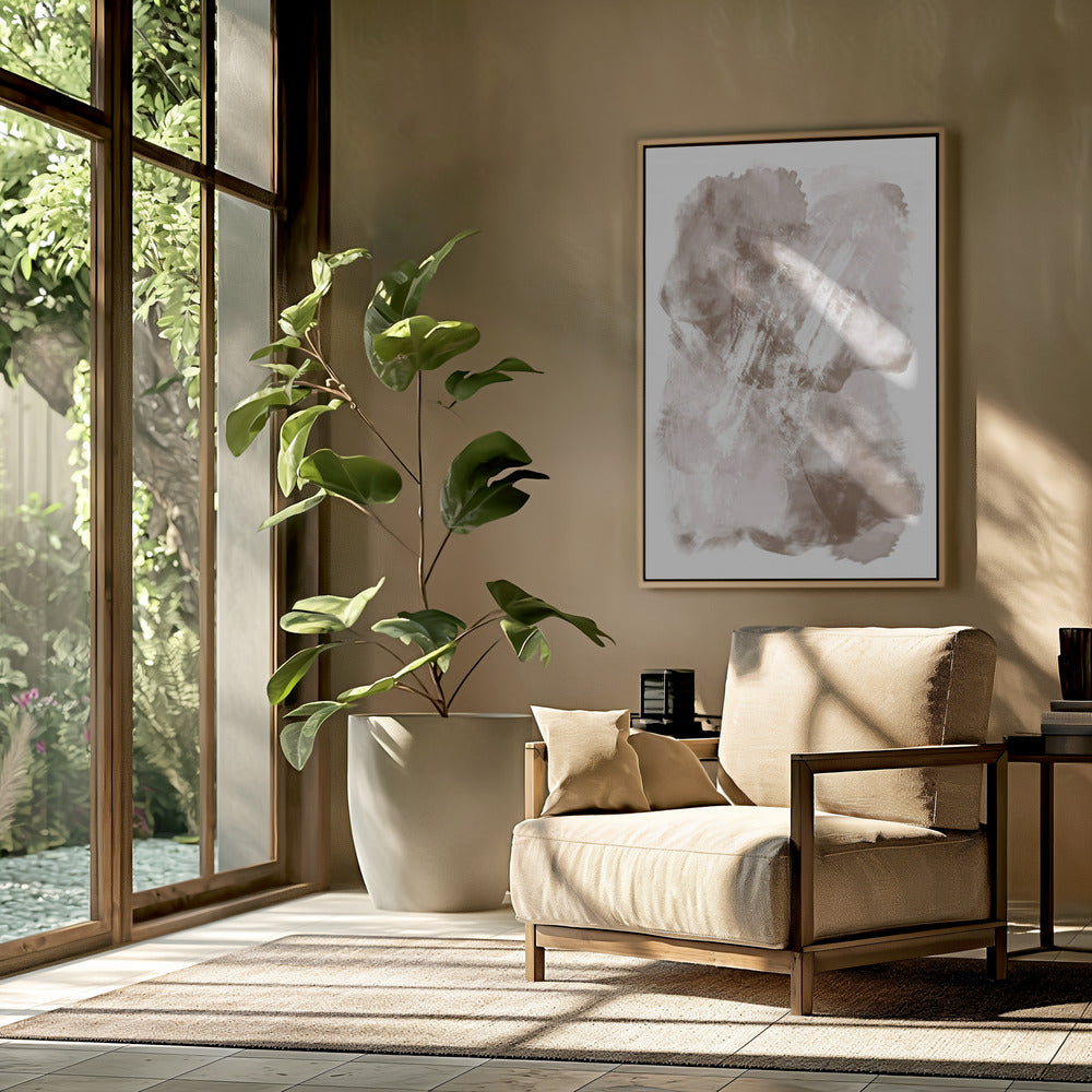 Abstract Artwork With Soft Beige And Brown Tones | Poster