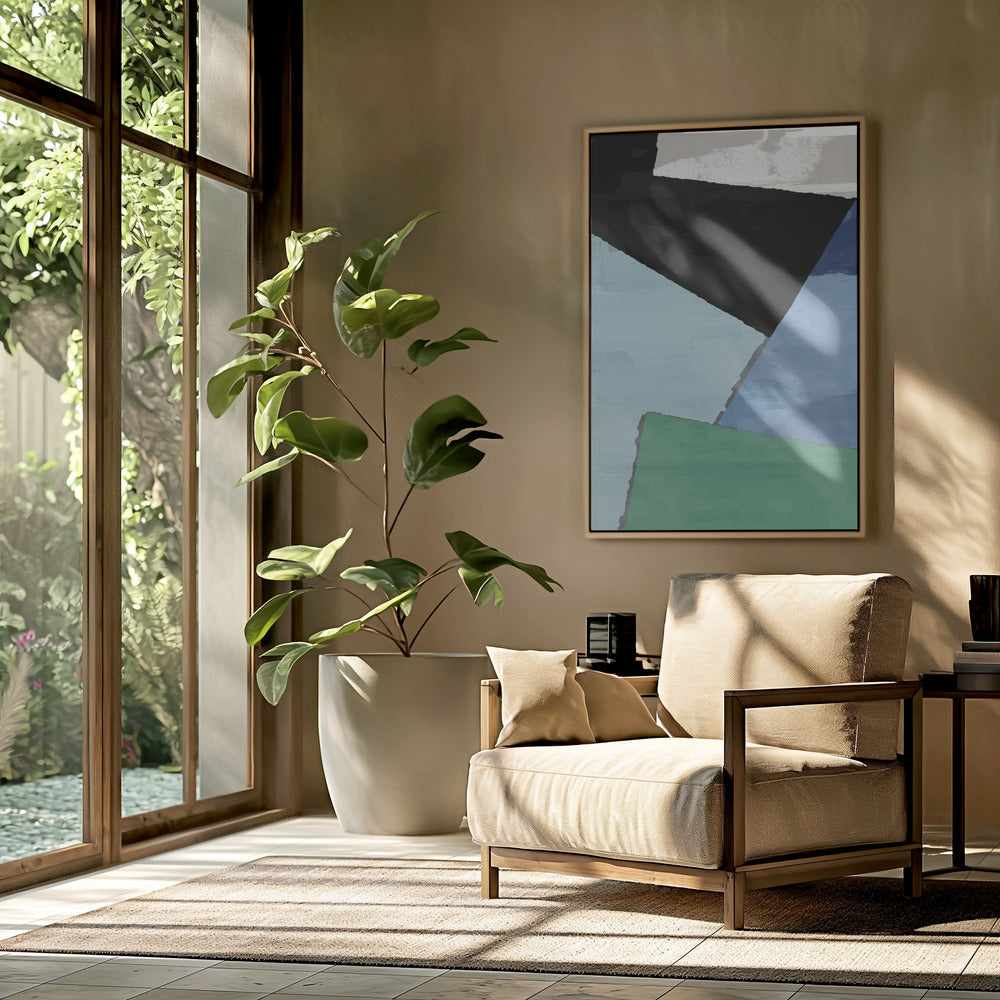 Abstract Blocks in Blue, Green and Black | Poster