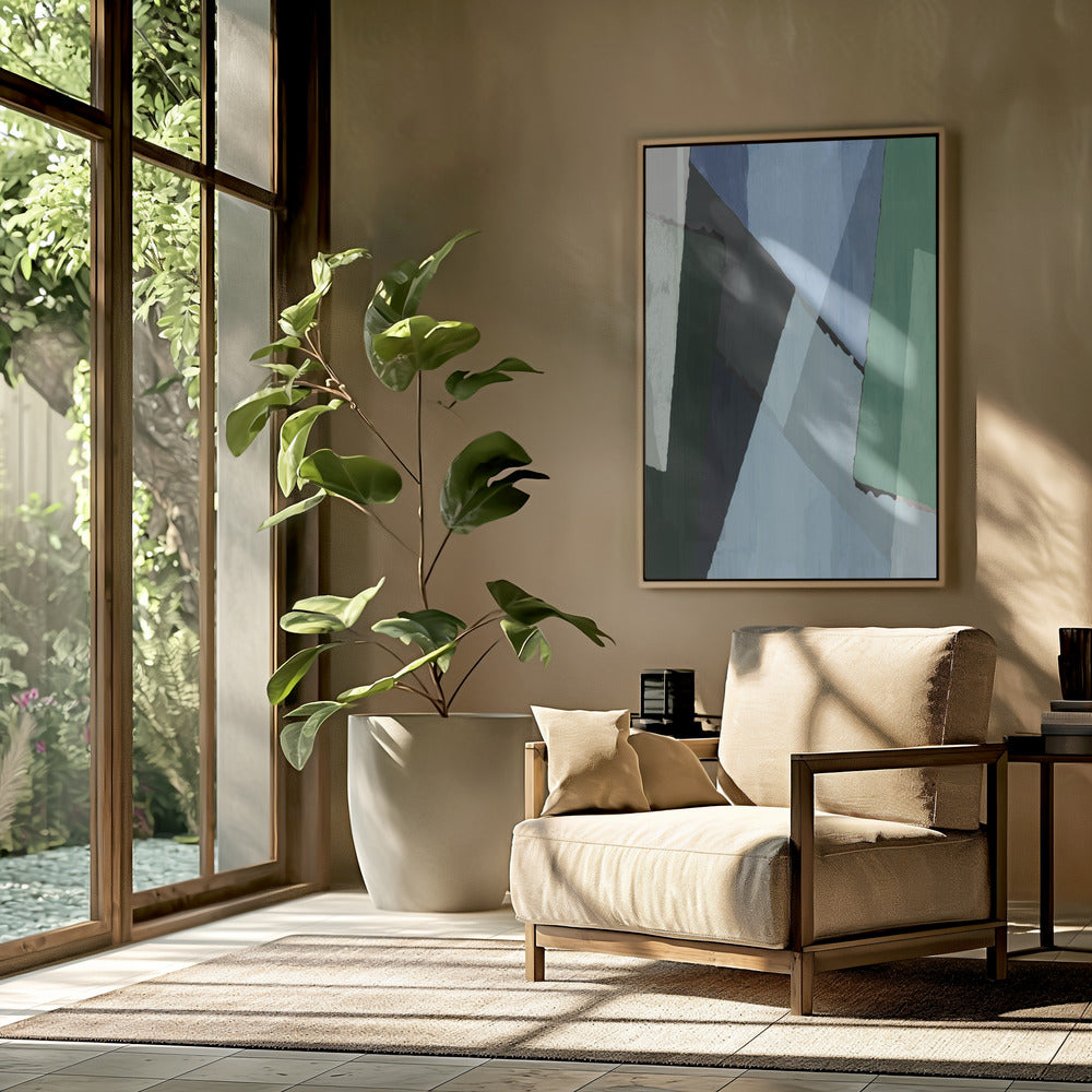 Abstract Blocks in Blue, Green and Black | Poster