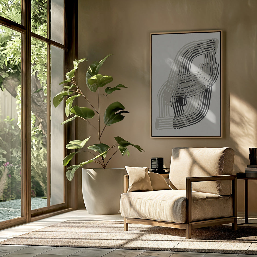 Abstract Curves in Grey and Black | Poster